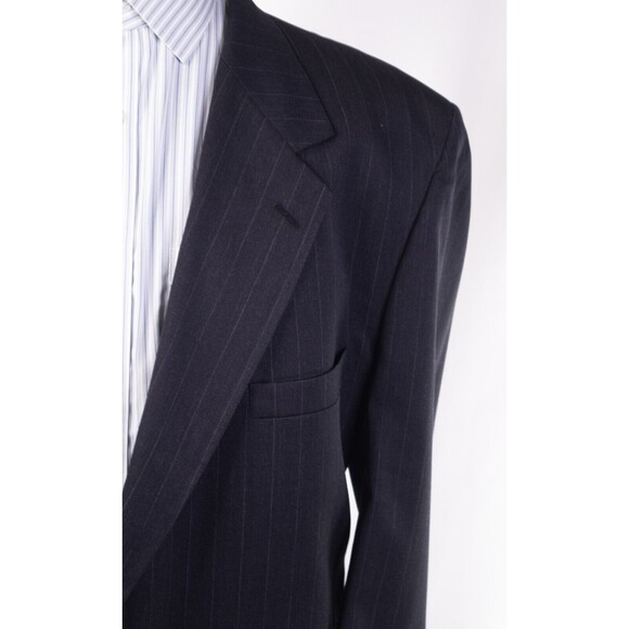 BOTANY 500 Navy Blue striped blazer jacket sport 2 Button Jakcet coat Size 50 - Picture 3 of 12